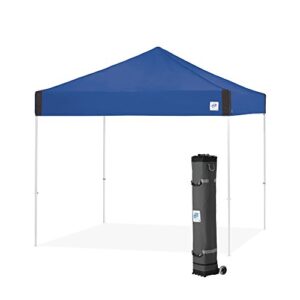 e-z up pyramid instant shelter canopy, 10′ x 10′ with wide-trax roller bag & 4 piece spike set, royal blue