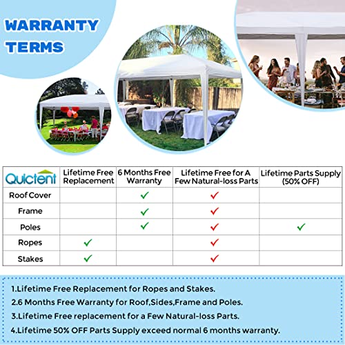 Quictent 10x20 ft Ez Pop up Canopy Tent Instant Shelter Party Tent Outdoor Event Gazebo Waterproof with 6 Sand Bags (White)