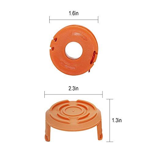 WA0010 Trimmers Spool Line 10ft 0.065" fit for Worx Trimmer/Edger Weed Eater WG180 WG163,fit for Worx Trimmer spools Weed Eater String with WA6531 Spool Cap Covers (10 Line Spools+2 Cap)