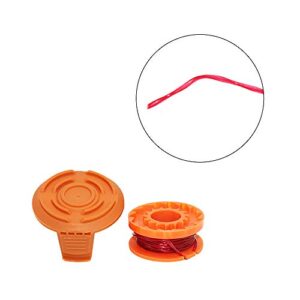 WA0010 Trimmers Spool Line 10ft 0.065" fit for Worx Trimmer/Edger Weed Eater WG180 WG163,fit for Worx Trimmer spools Weed Eater String with WA6531 Spool Cap Covers (10 Line Spools+2 Cap)