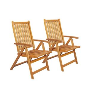 northlight set of 2 brown acacia folding chairs outdoor patio furniture 42″