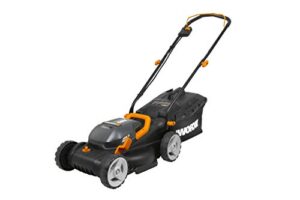 worx wg779.9 mulching capabilities and intellicut, wg779 40v cordless 14″ lawn mower bare tool only, black and orange
