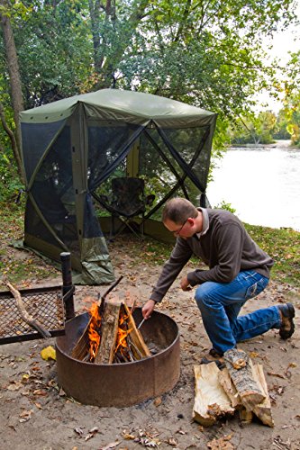 QUICK-SET Clam Traveler 6 x 6 Foot Portable Pop Up Outdoor Camping Gazebo Screen Tent 4 Sided Canopy Shelter with Ground Stakes and Carry Bag, Brown