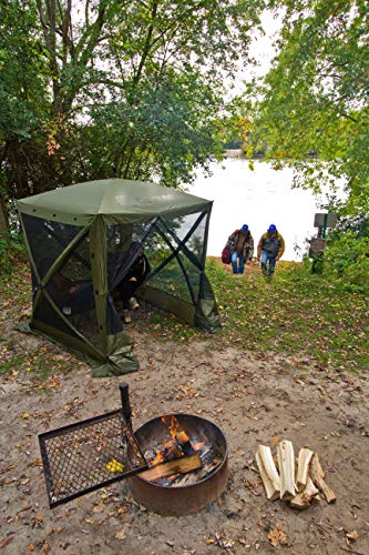 QUICK-SET Clam Traveler 6 x 6 Foot Portable Pop Up Outdoor Camping Gazebo Screen Tent 4 Sided Canopy Shelter with Ground Stakes and Carry Bag, Brown