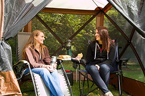 QUICK-SET Clam Traveler 6 x 6 Foot Portable Pop Up Outdoor Camping Gazebo Screen Tent 4 Sided Canopy Shelter with Ground Stakes and Carry Bag, Brown