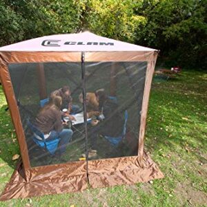 QUICK-SET Clam Traveler 6 x 6 Foot Portable Pop Up Outdoor Camping Gazebo Screen Tent 4 Sided Canopy Shelter with Ground Stakes and Carry Bag, Brown