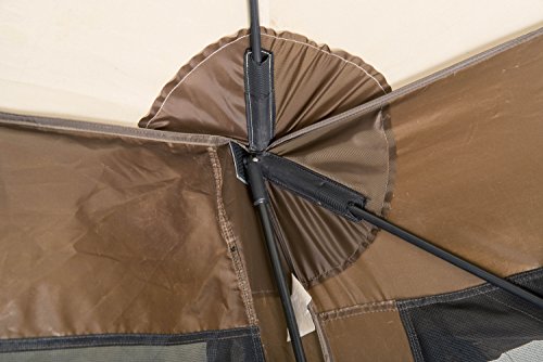 QUICK-SET Clam Traveler 6 x 6 Foot Portable Pop Up Outdoor Camping Gazebo Screen Tent 4 Sided Canopy Shelter with Ground Stakes and Carry Bag, Brown