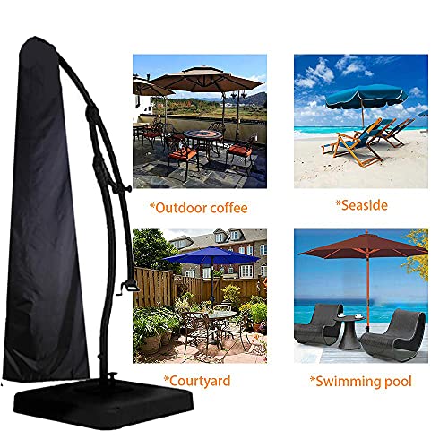 boyspringg Patio Umbrella Cover - 600D Waterproof , Outdoor Umbrella Cover for Offset Cantilever Umbrella , Fits Patio Umbrella 9-13 Ft , Black Umbrella Cover.