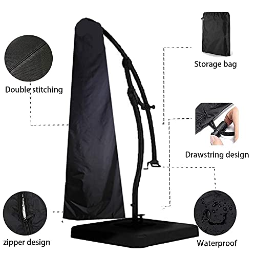 boyspringg Patio Umbrella Cover - 600D Waterproof , Outdoor Umbrella Cover for Offset Cantilever Umbrella , Fits Patio Umbrella 9-13 Ft , Black Umbrella Cover.