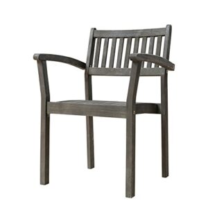 renaissance outdoor patio hand-scraped wood stacking armchair (set of 2)