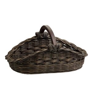 the basket lady wicker gathering basket, large, 22.5 in l x 12.5 in w x 12 in h, antique walnut brown (sold individually)
