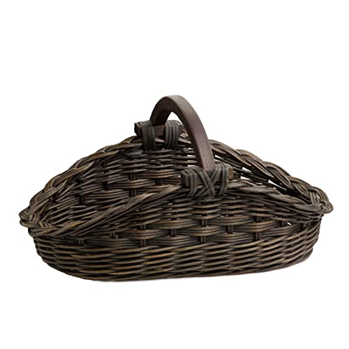 The Basket Lady Wicker Gathering Basket, Large, 22.5 in L x 12.5 in W x 12 in H, Antique Walnut Brown (Sold Individually)