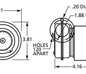 Fasco 50745-D500 Centrifugal Blower with Sleeve Bearing, 3,100 rpm, 115V, 60Hz, 0.2 amps