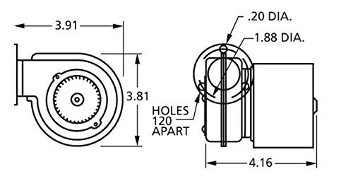 Fasco 50745-D500 Centrifugal Blower with Sleeve Bearing, 3,100 rpm, 115V, 60Hz, 0.2 amps