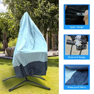 73 Inch Patio Thicken Hammock Cover Waterproof, Outdoor Hanging Chaise Lounge and Stand Wind Resistant Cover, Weatherproof Outdoor Curved Steel Hammock Lounger Swing Chair Covers