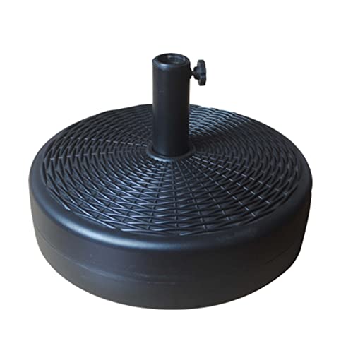 BACKYARD EXPRESSIONS PATIO · HOME · GARDEN 913590 17L Round Rattan 18" Water/Sand Fillable Patio Outdoor Umbrella Base Stand w/Handle Carrier-Backyard Expressions, Black