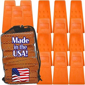 cold creek loggers – made in the usa! – 5.5″ orange spiked tree wedges for tree cutting falling, bucking, felling wedges chainsaw loggers supplies- set of 15 plus free carrying bag