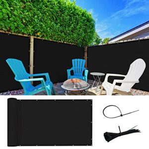 SUNLAX 6'x10' Black Balcony Privacy Screen Fence Windscreen Cover Fabric Shade Netting Mesh Cloth with Grommets UV Protection for Patio, Backyard, Porch, Railing Shield 90%