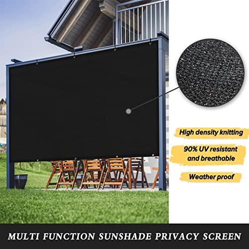 SUNLAX 6'x10' Black Balcony Privacy Screen Fence Windscreen Cover Fabric Shade Netting Mesh Cloth with Grommets UV Protection for Patio, Backyard, Porch, Railing Shield 90%