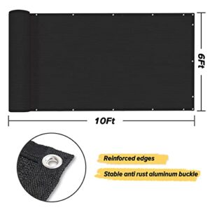 SUNLAX 6'x10' Black Balcony Privacy Screen Fence Windscreen Cover Fabric Shade Netting Mesh Cloth with Grommets UV Protection for Patio, Backyard, Porch, Railing Shield 90%