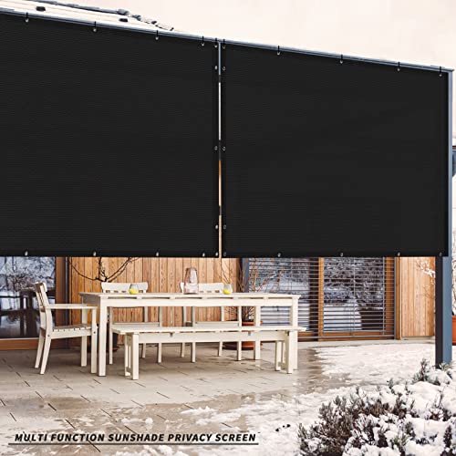 SUNLAX 6'x10' Black Balcony Privacy Screen Fence Windscreen Cover Fabric Shade Netting Mesh Cloth with Grommets UV Protection for Patio, Backyard, Porch, Railing Shield 90%