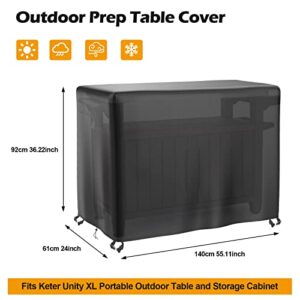 Table Cover Compatible with 52 Inch Keter Unity XL Portable Outdoor Table, Waterproof and Windproof Durable Cover(55" L x 24" W x 36" H)