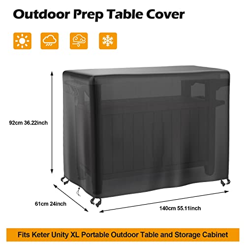 Table Cover Compatible with 52 Inch Keter Unity XL Portable Outdoor Table, Waterproof and Windproof Durable Cover(55" L x 24" W x 36" H)