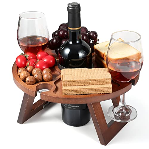 tgosomt Portable Picnic Table Foldable Mini Wooden Folding Wine Table for Outdoor, Low & Small Beach Picnic Table