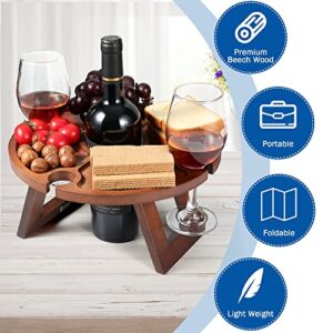 tgosomt Portable Picnic Table Foldable Mini Wooden Folding Wine Table for Outdoor, Low & Small Beach Picnic Table