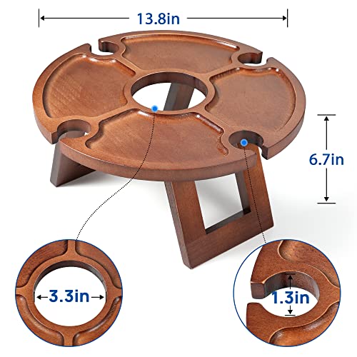 tgosomt Portable Picnic Table Foldable Mini Wooden Folding Wine Table for Outdoor, Low & Small Beach Picnic Table