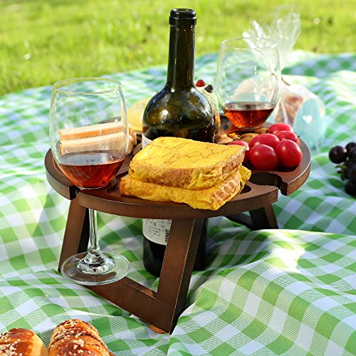 tgosomt Portable Picnic Table Foldable Mini Wooden Folding Wine Table for Outdoor, Low & Small Beach Picnic Table