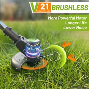 Cordless Weed Eater String Trimmer,3-in-1 Lightweight Push Lawn Mower & Edger Tool with 3 Types Blades,21V 2Ah Li-Ion Battery Powered for Garden and Yard,Black