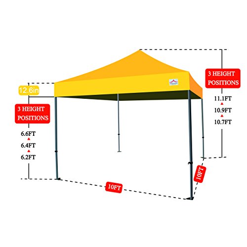 UNIQUECANOPY 10'x10' Ez Pop Up Canopy Tent Commercial Instant Shelter with Heavy Duty Roller Bag, 4 Canopy Sand Bags, 10x10 FT Red