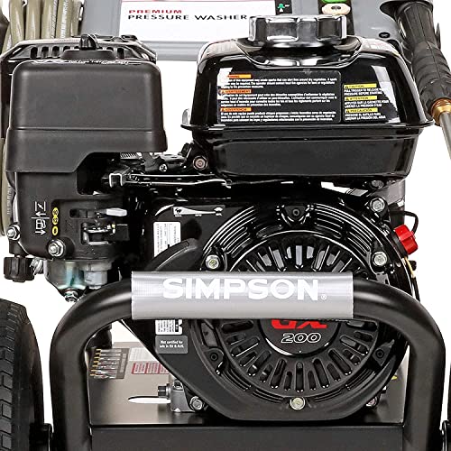 SIMPSON Cleaning PS3228 PowerShot 3300 PSI Gas Pressure Washer, 2.5 GPM, Honda GX200 Engine, Includes Spray Gun and Extension Wand, 5 QC Nozzle Tips, 5/16-inch x 25-foot MorFlex Hose