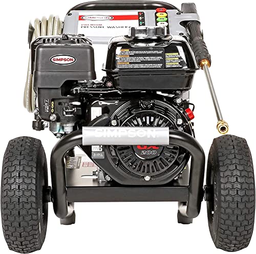 SIMPSON Cleaning PS3228 PowerShot 3300 PSI Gas Pressure Washer, 2.5 GPM, Honda GX200 Engine, Includes Spray Gun and Extension Wand, 5 QC Nozzle Tips, 5/16-inch x 25-foot MorFlex Hose