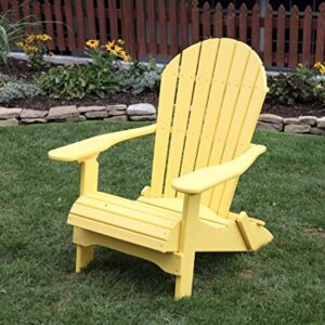 Yellow-Poly Lumber Folding Adirondack Chair with Rolled Seating Heavy Duty Everlasting Lifetime PolyTuf HDPE - Made in USA - Amish Crafted