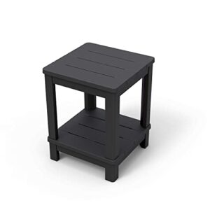 keter adirondack deluxe patio side table with two tiers and easy assembly – perfect for outdoor fire pit seating, graphite