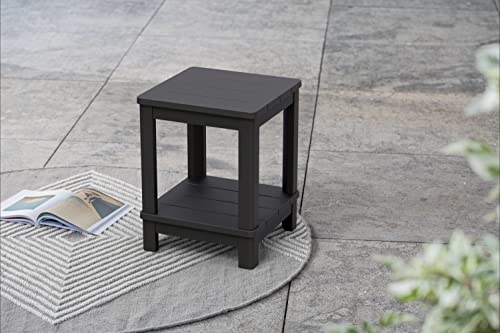 Keter Adirondack Deluxe Patio Side Table with Two Tiers and Easy Assembly - Perfect for Outdoor Fire Pit Seating, Graphite