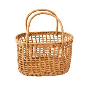 lilacraft rattan wicker baskets for gifts, wicker baskets with handles, natural handwoven wicker picnic baskets with lid, rattan storage baskets for gardening, rattan fruit basket
