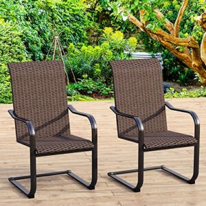 sunshine valley patio c spring dining chairs set of 2, outdoor wicker dining chairs with high back design outdoor rattan chairs for garden, lawn, backyard, porch, deck.