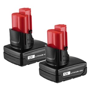 orhfs upgraded 2packs m12 6.5ah 12v replacement battery compatible with milwaukee m12 12v lithium battery 48-11-2410 48-11-2420 48-11-2411 48-11-2401 48-11-2402 tools