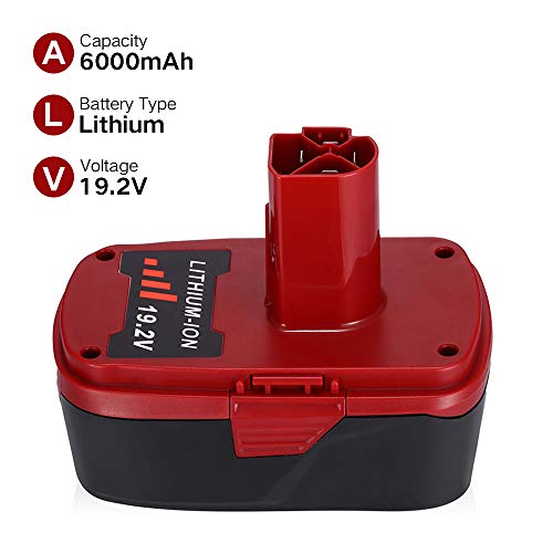 6.0Ah 19.2V Compatible with Craftsman 19.2 Volt Battery Lithium Diehard C3 130279005 1323903 130211004 11375 11376 11045 315.115410 315.11485 315.113753 315.pp2011 315.pp2020 Cordless Tools Batteries