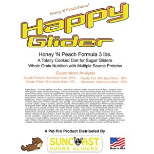 Happy Glider 3 lbz Bag of Nutrient Dense Premium Sugar Glider Food. Honey 'N Peach (Honey & Peach)