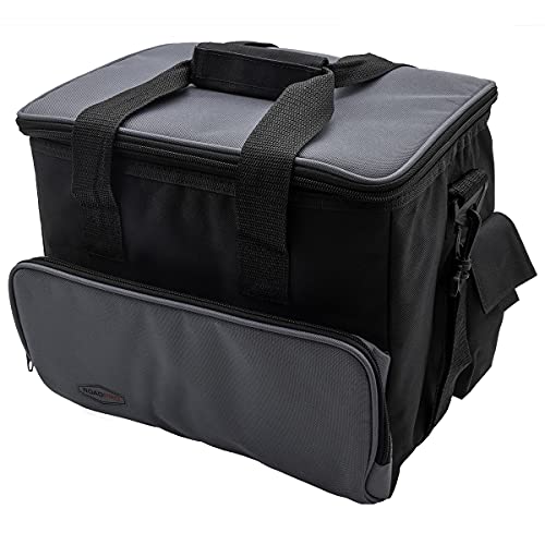 RoadPro RP5370 12-Volt Soft Sided Cooler Bag - Portable Camping 12V Electric Cooler for Camping Tailgating Traveling (15 Liter Capacity) - Black & Gray