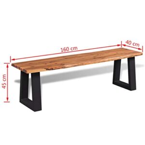 Festnight Bench Entryway Dining Bench for Living Room, Hall or Lounge Solid Acacia Wood 63"