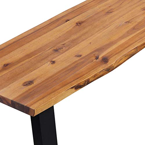 Festnight Bench Entryway Dining Bench for Living Room, Hall or Lounge Solid Acacia Wood 63"