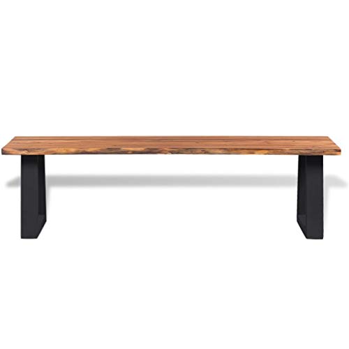 Festnight Bench Entryway Dining Bench for Living Room, Hall or Lounge Solid Acacia Wood 63"