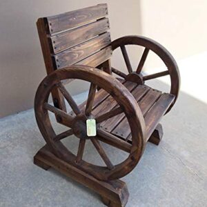 Koehler Home Outdoor Garden Yard Decorative Wagon Wheel Armrest Relaxing Charming Wood Chair