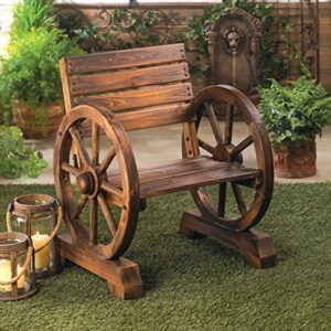 Koehler Home Outdoor Garden Yard Decorative Wagon Wheel Armrest Relaxing Charming Wood Chair