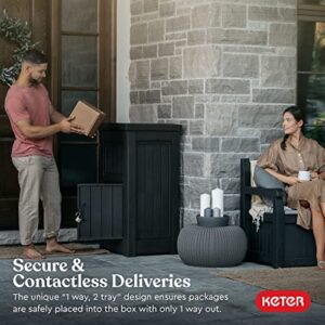 Keter Package Delivery Box for Porch with Lockable Secure Storage Compartment to Keep Packages Safe, Brown